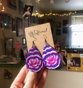 Rose Hand Painted Earrings